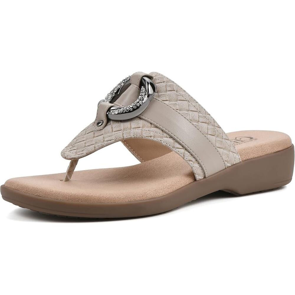Cliffs By White Mountain Women's Benedict Faux Leather Sandals, Taupe Size 7.5M